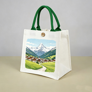 Bolsa de Yute al por Mayor, Bolsa de Compras de Arpillera para <span class=keywords><strong>Mujer</strong></span> con Diseño de Logotipo Personalizado, Reutilizable, Portátil, para Uso Promocional - Product Image 2