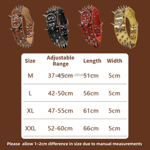 Collares de Cuero Anchos con Púas Anti-Mordida para Perros, <span class=keywords><strong>Collar</strong></span> con Tachuelas para Pitbull y Bulldog - Product Image 6