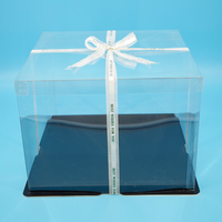 Boîte à gâteau personnalisée en usine, grande taille, bordure en plastique transparent, base en papier rigide, pour gâteau de mariage