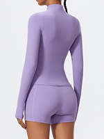 Veste de course à manches longues, série demi-zippée, haut de sport pour femme, vêtements de yoga et de pilates, chemises de sport sans couture, entraînement de fitness