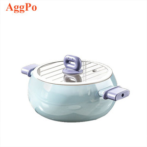 Olla de cerámica esmaltada de hierro forjado antiadherente, moderna y minimalista, <span class=keywords><strong>para</strong></span> sopa, sin flúor, con doble asa, <span class=keywords><strong>para</strong></span> guisos, <span class=keywords><strong>para</strong></span> uso doméstico en cocina de gas. - Product Image 1