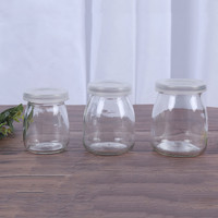 Pot en verre recyclable de qualité alimentaire sans plomb avec couvercle en plastique 100ml 150ml 200ml pour dessert, confiture, yaourt, pouding