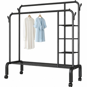 Porte-vêtements en métal blanc, fin, détachable, écologique, portable, avec revêtement en poudre, pour la maison, la cuisine, rangement, gain de place - Product Image 1
