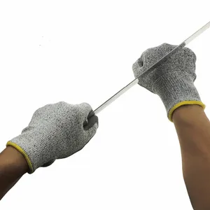 EN388 4543 HPPE Grey PU Coated Construction Gloves Cut Resistant Level 5 Work Safety Anti Cut Gloves