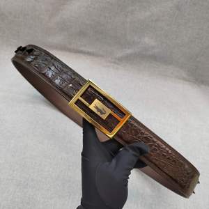 Ceinture homme en cuir de crocodile véritable 100% de la marque Man, boucle en acier, largeur 3,8 cm, longueur 105-125 cm, légère et durable - Product Image 5