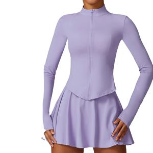 ชุดเล่นเทนนิส2ชิ้นชุดออกกำลังกายแขนยาวมีซิปสำหรับใส่เล่นเทนนิสชุดเล่นยิมฟิตเนส - Product Image 1