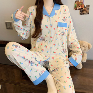 Set Pigiama Stile Dolce con Fiocco per Ragazze, Maniche Lunghe e Pantaloni Lunghi, Adatto per Primavera e Autunno, Abbigliamento da Casa - Product Image 3