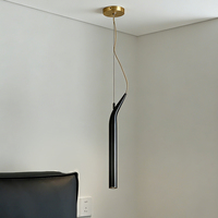 Suspension LED Minimaliste Moderne en Cuivre Noir pour Salle à Manger et Chambre à Coucher – Luminaire Créatif à Tube Unique