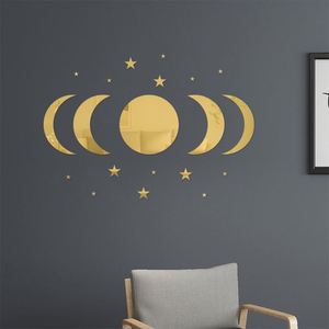 20 Piezas de Adhesivos Decorativos de Pared con Espejo Acrílico en Forma de Luna, Estrella y Sol, Espejos Autoadhesivos Creativos - Product Image 3