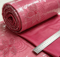 Tissu Georgette Semi-Transparent Bourgogne avec Broderie Perlée Ton sur Ton Intense, Teinte Haute Saturation, Qualité Premium Luxe pour Mariages Filles Garçons