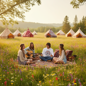 Camiseta de manga larga con estampado de personas hippies que viven la vida en paz y amor - Product Image 3