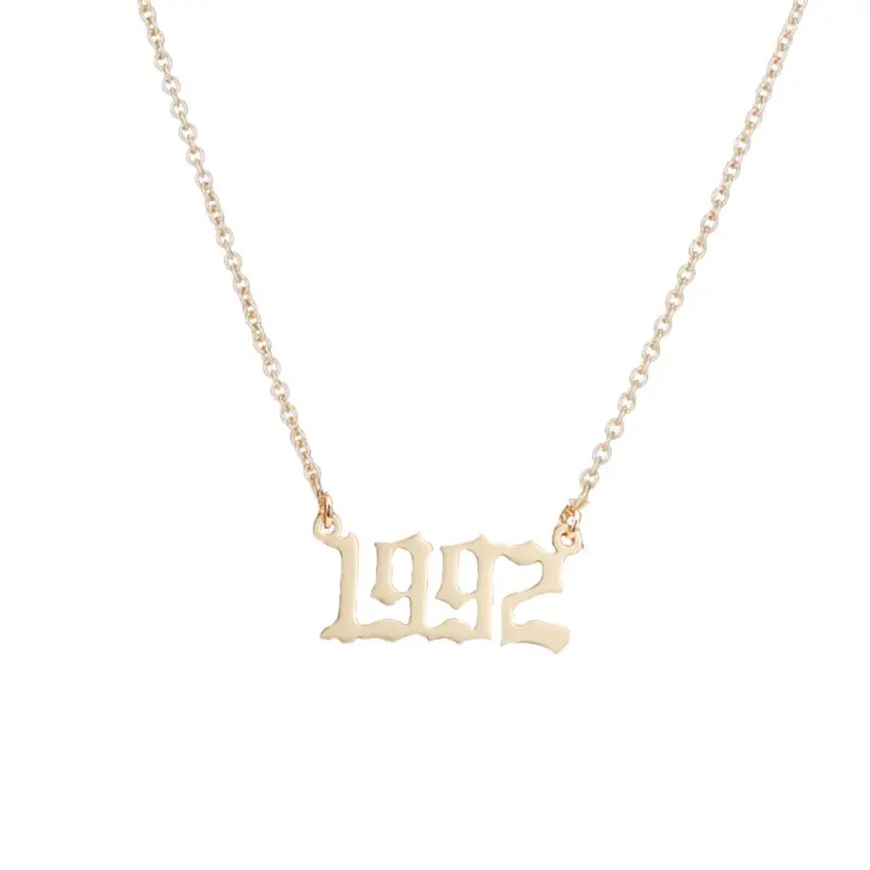 1980~2022 Birthday Gift Personalized Custom Gold Birth Year Number Necklaces stainless steel Jewelry