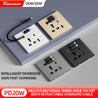 Prise murale USB de type C universelle à charge rapide 20W de type 86, panneau PC rétractable, chargeur mural avec port USBA USBC, prise murale USB