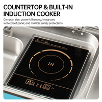 Évier 2 en 1 pour camping-car avec plaque à induction, unité de cuisine intégrée en acier inoxydable pour camping-car, caravane, bateau avec couvercle en verre
