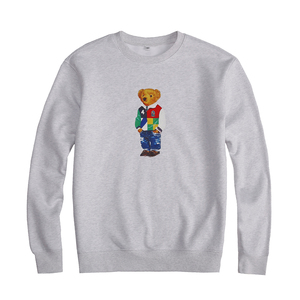 Men's Sweatshirts Heavyweight Crew Neck Pullover Top Loose Fit Cotton Blended Bear Print Custom Logo 360GSM <strong>Jumper</strong> Low MOQ - Product Image 1