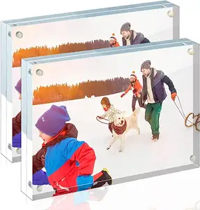 Acrylic Photo Frame Transparent Photo Frameless Double Sided Magnetic Vertical Desktop Display Stand