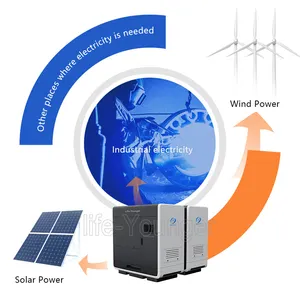 Sistema de energia solar híbrido 100kw 500kw 1mwh, armazenamento industrial de bateria de energia solar