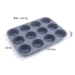 Moule à muffins en silicone à 12 trous, antiadhésif, rond, pour cupcakes, plateau de cuisson - Product Image 2