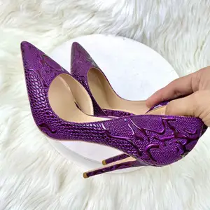 8厘米/10厘米/12厘米新款时尚性感女鞋细高跟鞋派对紫色俱乐部女鞋