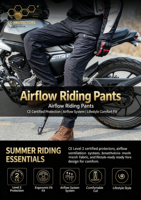Pantalons de moto d'été CC Protectors Airflow avec protection CE niveau 2 en nid d'abeille, maille respirante, anti-chute, pour hommes et femmes