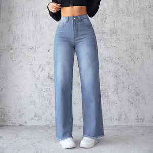Jeans a <span class=keywords><strong>Vita</strong></span> <span class=keywords><strong>Alta</strong></span> da <span class=keywords><strong>Donna</strong></span>, <span class=keywords><strong>Pantaloni</strong></span> Larghi in Denim, Gamba Dritta - Product Image 4