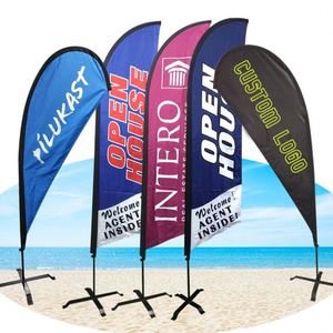 Single Side/Double Side Full Color Printing Feather Flag Banner Low Price Custom Teardrop Promotional Usage Beach Flag - Product Image 1