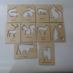 10 pièces ours cerf <span class=keywords><strong>renard</strong></span> montagne pochoir pin arbre faune forêt animaux pochoirs modèle bois brûlant modèles réutilisables lune Cl - Product Image 2