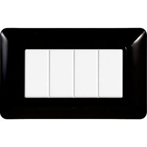 Placa de interruptor de pared Gloca de 4 vías, plástico negro, 3 piezas, fácil instalación - Product Image 4