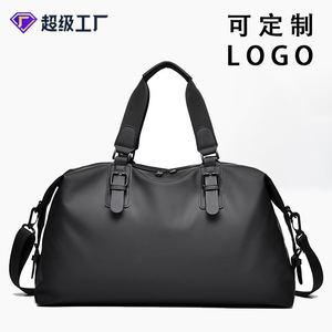 Men's Travel Duffel Bag 20-35L Large Capacity Shoulder Bag For Leisure Travel Solid Color Polyester Lining - Product Image 5