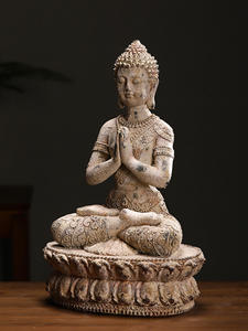Statue de Bouddha Lotus Sereine Personnalisable, <span class=keywords><strong>Figurine</strong></span> en Résine Finition Or pour Fontaine d'Intérieur, Bureau, Cadeau Paisible - Product Image 5