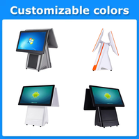 Sistema POS de Doble Pantalla para Restaurante de 15.6 Pulgadas, Táctil de 10 Puntos, 32GB/256GB de Almacenamiento, SO Android/Windows, Impresora Térmica Integrada de 80mm