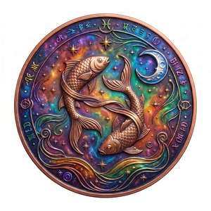 Moneda Conmemorativa de Cobre Antiguo con Diseño del Zodíaco <span class=keywords><strong>Piscis</strong></span>, Impresión UV, Esmalte Duro, 12 Constelaciones, Cielo Estrellado Celestial - Product Image 1