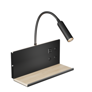 Lampe murale de lecture LED moderne et simple, blanche, pour chambre à coucher, salon, avec chargeur de téléphone sans fil AC, interrupteur rotatif, abat-jour <span class=keywords><strong>noir</strong></span> en aluminium - Product Image 2