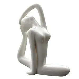 Poses de Yoga de porcelana de arte abstracto, 12 estilos, estatua de cerámica para Yoga, para el hogar, adorno de decoración para estudio de Yoga