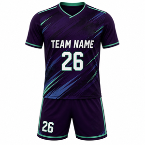 Ensemble d'uniformes de football avec design sublimé personnalisé, logo d'équipe, noms et numéros des joueurs, personnalisation, toutes saisons, coupe athlétique - Product Image 2