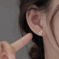 Boucles d'oreilles clous papillon en argent sterling S925 non ternissant, style forêt, avec zircon, grandes et petites, pour femmes