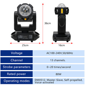Luz de Efecto LED DMX de 13 Canales OEM/ODM, 70W, Cabeza Móvil con Haz de Luz Estroboscópico Dorado para Discotecas, Bodas y Fiestas - Product Image 2