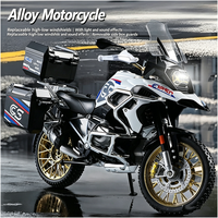 Nouvelle moto miniature modèle 1/10 BWM GS1250 ADV en alliage, jouet de simulation avec son et lumière, direction de la roue avant, pour garçons