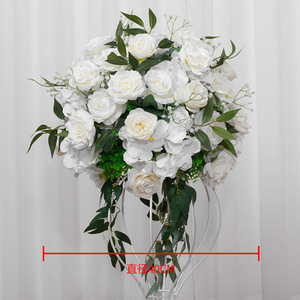 Centre de table de mariage Décoration de table Pivoine en soie blanche Boule de fleurs rose Arrangement de centre de table blanc et vert Fleurs pour mariage - Product Image 4