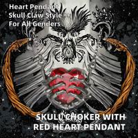 Collier ras du cou gothique rétro punk tendance avec pendentif cœur rouge et chaîne à maillons, imitation perle, matériau principal alliage