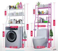 Étagère de rangement pour linge gain de place au-dessus de la machine à laver, en acier blanc thermolaqué avec barre porte-serviettes et crochets pour buanderie