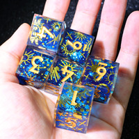 Dés en résine à bords vifs personnalisés D6 faits à la main, thème Céleste Soleil Lune Étoile pour jeux de table RPG, Donjons et Dragons L8-D6