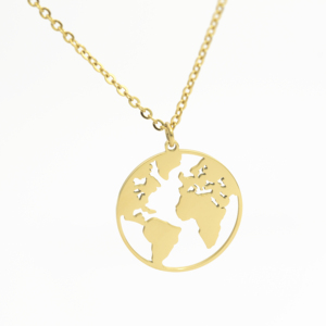 Nuove Donne di Disegno Accessorio Del <span class=keywords><strong>Mondo</strong></span> Mappa Collana Con <span class=keywords><strong>Ciondolo</strong></span> a forma di Cuore In Acciaio Inox Gioielli - Product Image 5