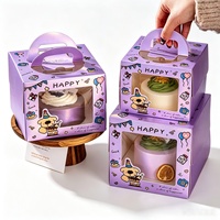 Boîte à pâtisserie, emballage pour dessert, boîte à gâteau d'anniversaire, fenêtre transparente en PET, poignée portable, impression de logo personnalisée, emballage cadeau pour les fêtes