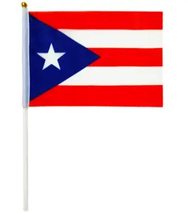 Venta caliente personalizado Puerto Rico mano ondeando banderas bandera decorativa