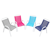 Ensembles de café d'extérieur pour enfants, table ronde en verre trempé avec structure en tube de fer et chaise empilable