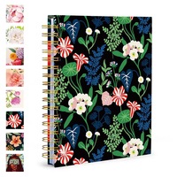 Agenda con encuadernación Wire-O de tapa dura, diseño floral, papel grueso, cuaderno espiral A5 personalizado