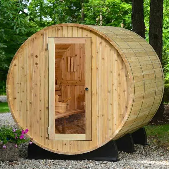 Luxury Seks Traditional Garden Wet Steam Barrel Sauna With Stove