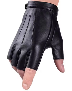 Vente chaude <span class=keywords><strong>gants</strong></span> de conduite demi-doigt <span class=keywords><strong>gants</strong></span> en cuir pour hommes du Pakistan doublure en polaire douce pour l'hiver portable toutes saisons noir - Product Image 3