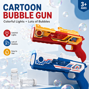 Pistolet à bulles automatique de dessin animé, lanceur de bulles électrique avec lumière LED, jouet pour enfants, jouet d'été en plein air - Product Image 1